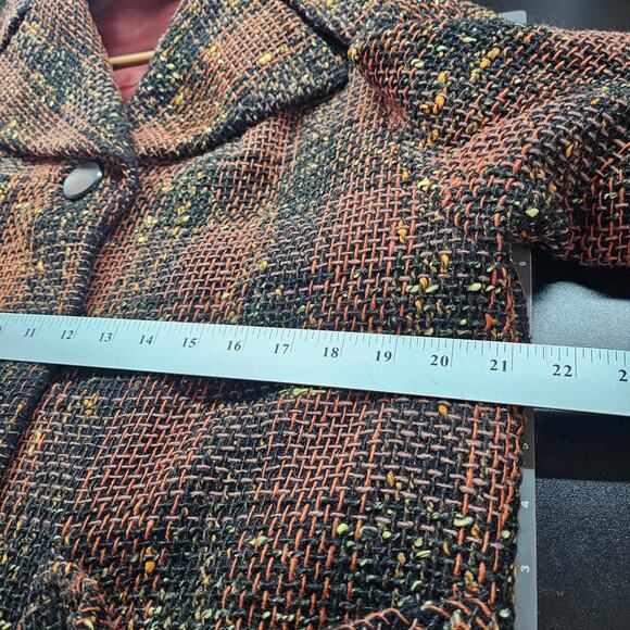 Vintage Marissa Ferrero Coat Womens Large Brown Plaid Wool Preppy 90s Academia - Picture 8 of 10